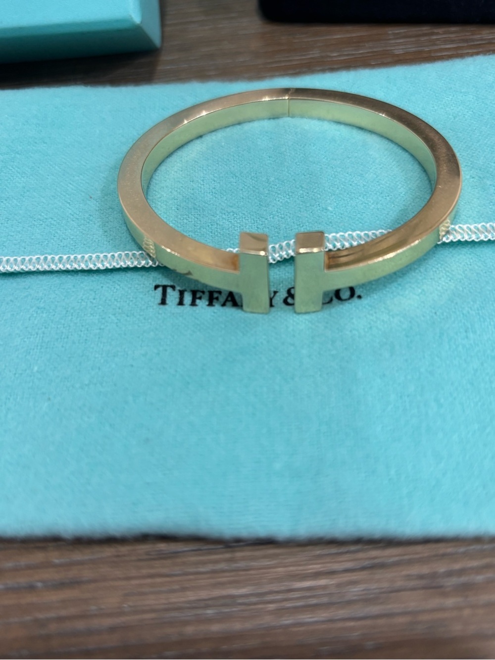 Tiffany & Co. Gold T-Front Bangle Bracelet